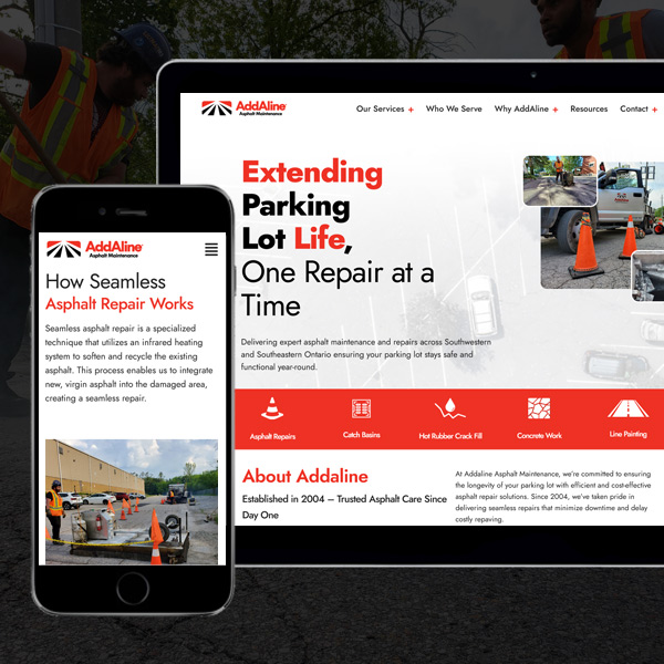 Paving the Way for Growth: Addaline Asphalt Maintenance Web Design by ZOO Media Group